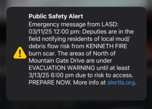 Amid Atmospheric River, LAPD Going House-To-House In Recent Burn Areas Issuing “Address Specific” Evacuation Orders